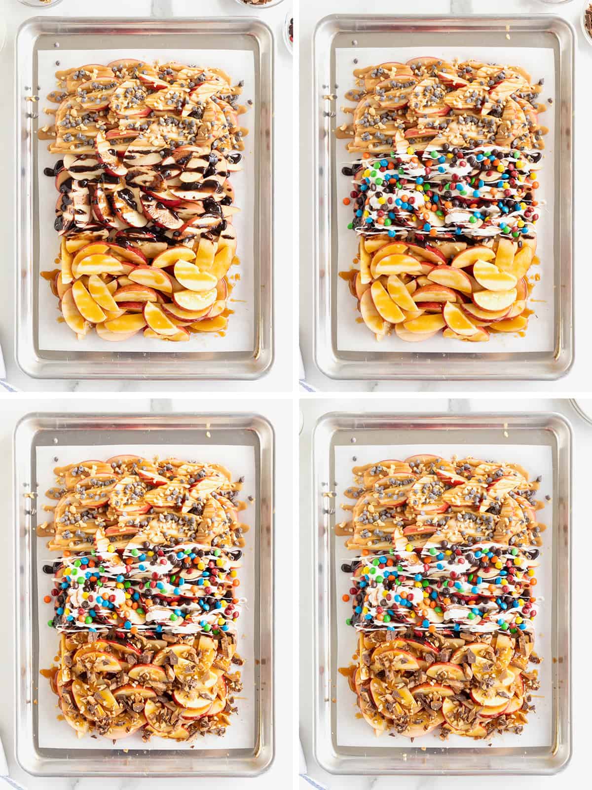 Steps to make apple nachos.